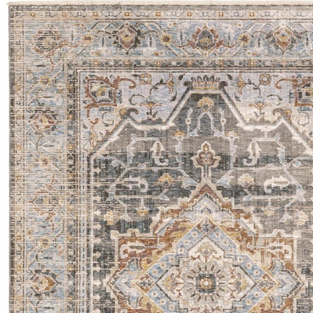 2' X 3' Blue And Gray Area Rug