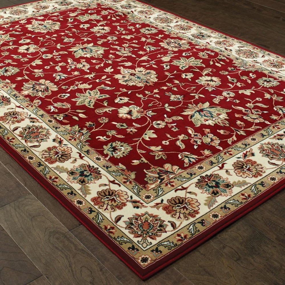 2' X 3' Red And Ivory Area Rug