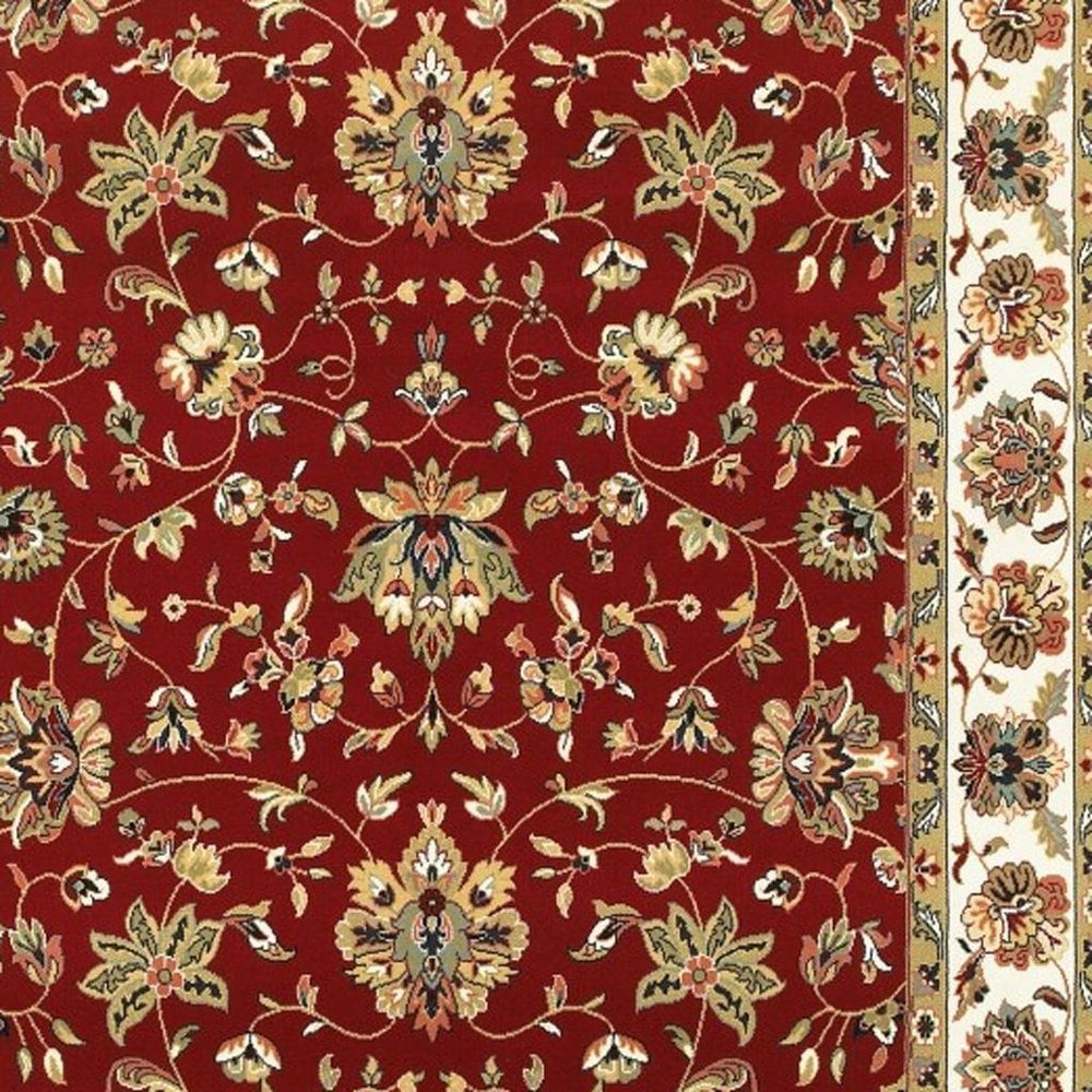 2' X 3' Red And Ivory Area Rug