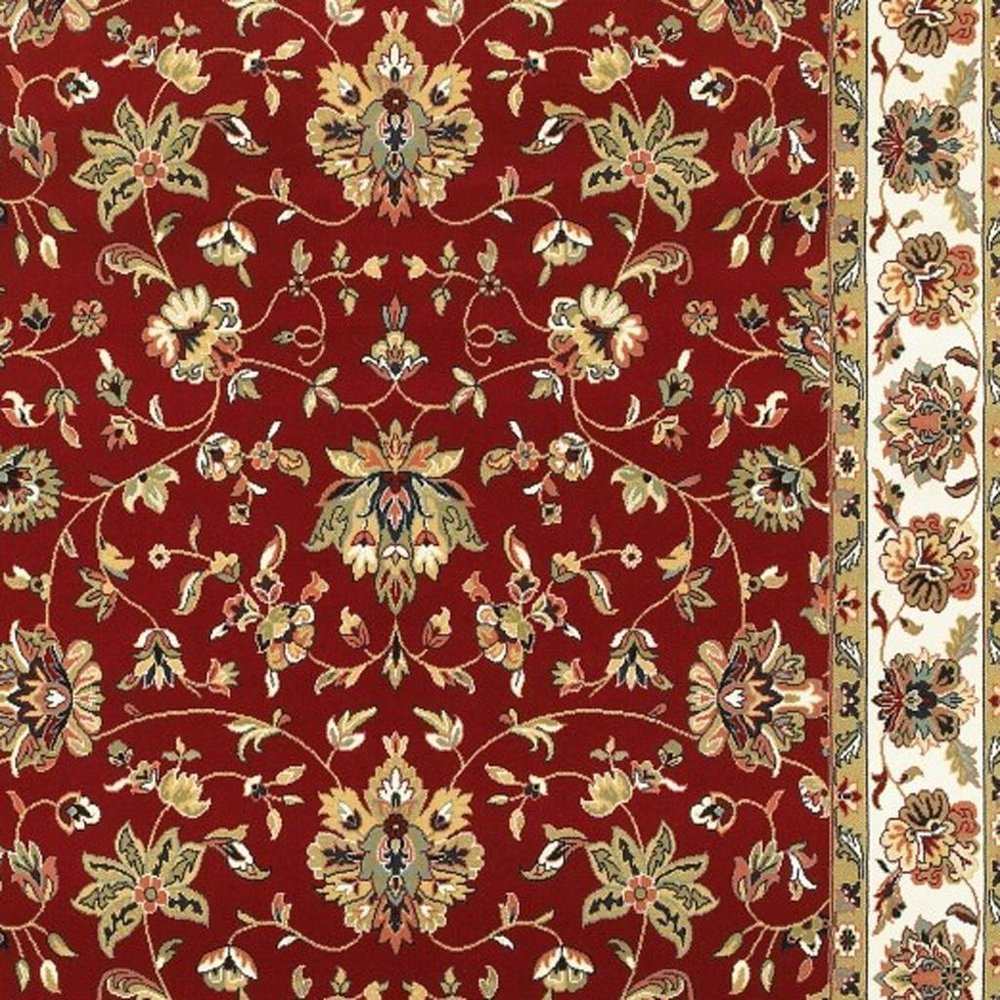 2' X 3' Red And Ivory Area Rug