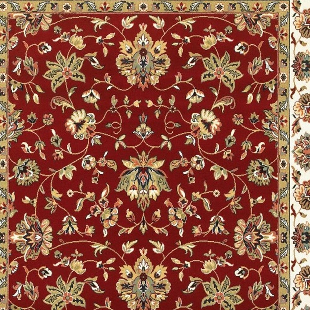 2' X 3' Red And Ivory Area Rug