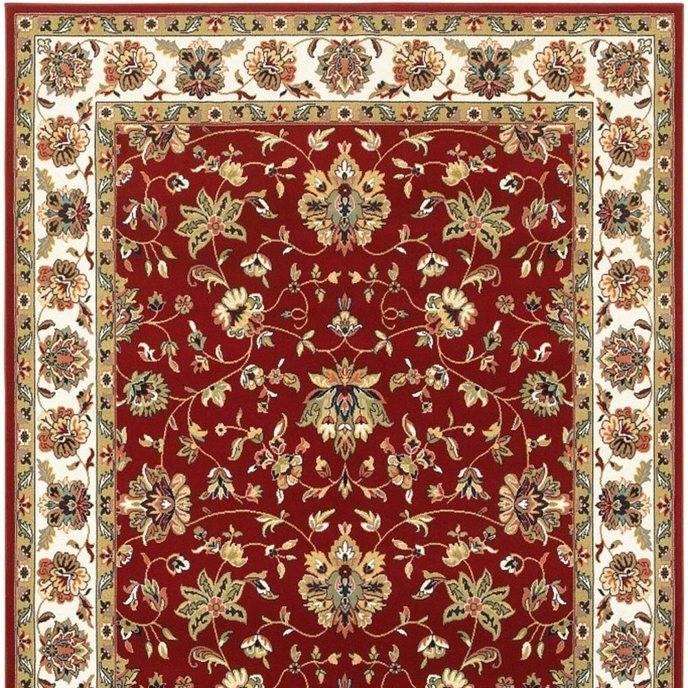 2' X 3' Red And Ivory Area Rug