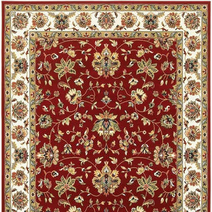2' X 3' Red And Ivory Area Rug