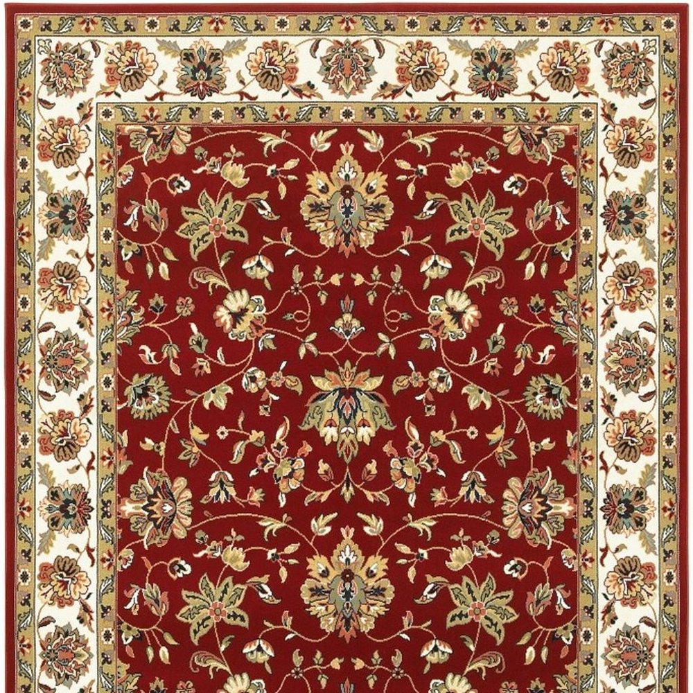 2' X 3' Red And Ivory Area Rug