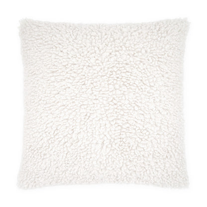 Cream sherpa faux-shearling square pillow, 24" x 24", with a chunky textured surface.