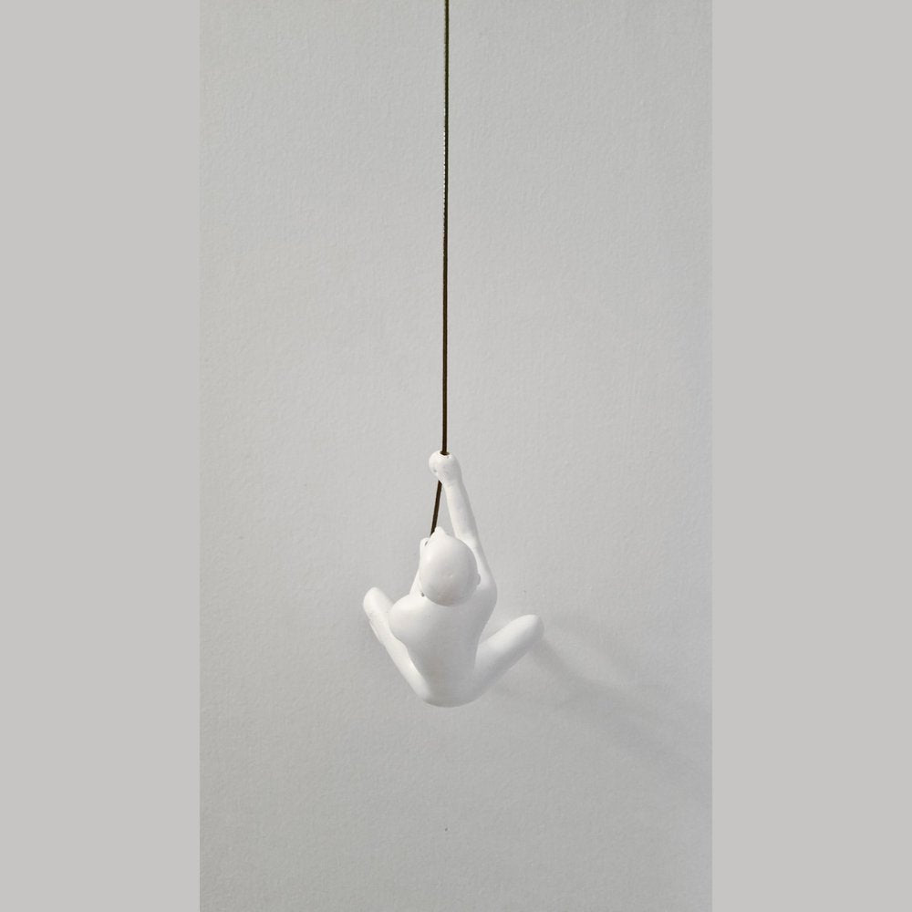 6" X 3" White Resin Climbing Man Hanging Dimensional Sculpture