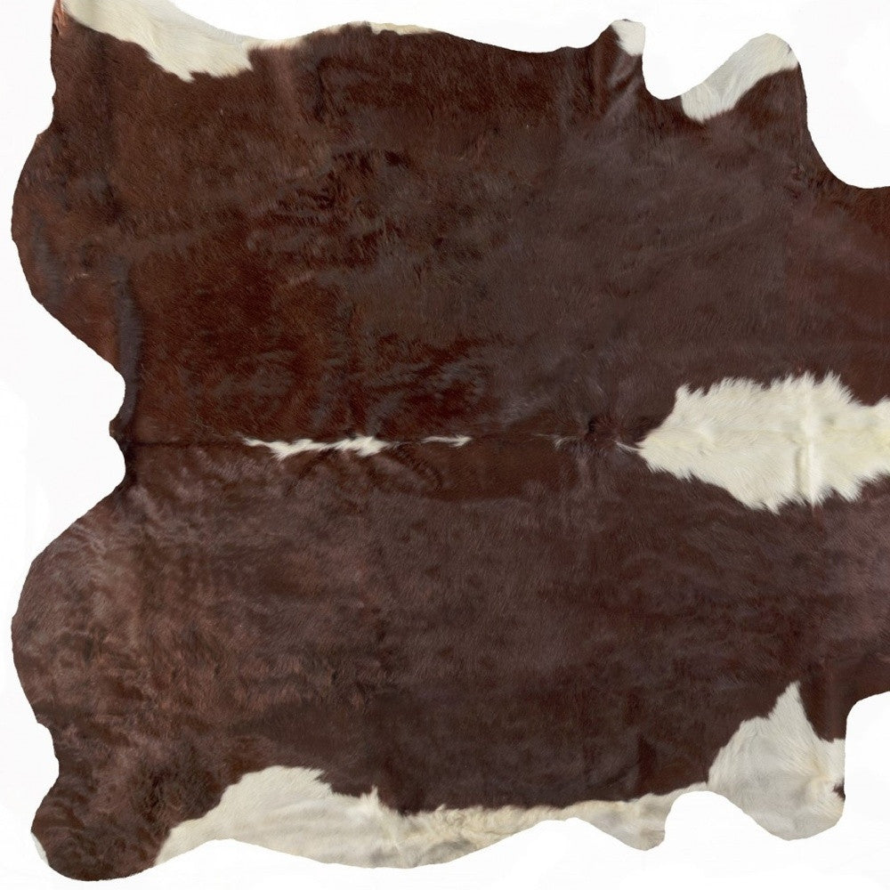 6' X 7' Brown And White Natural Cowhide Area Rug