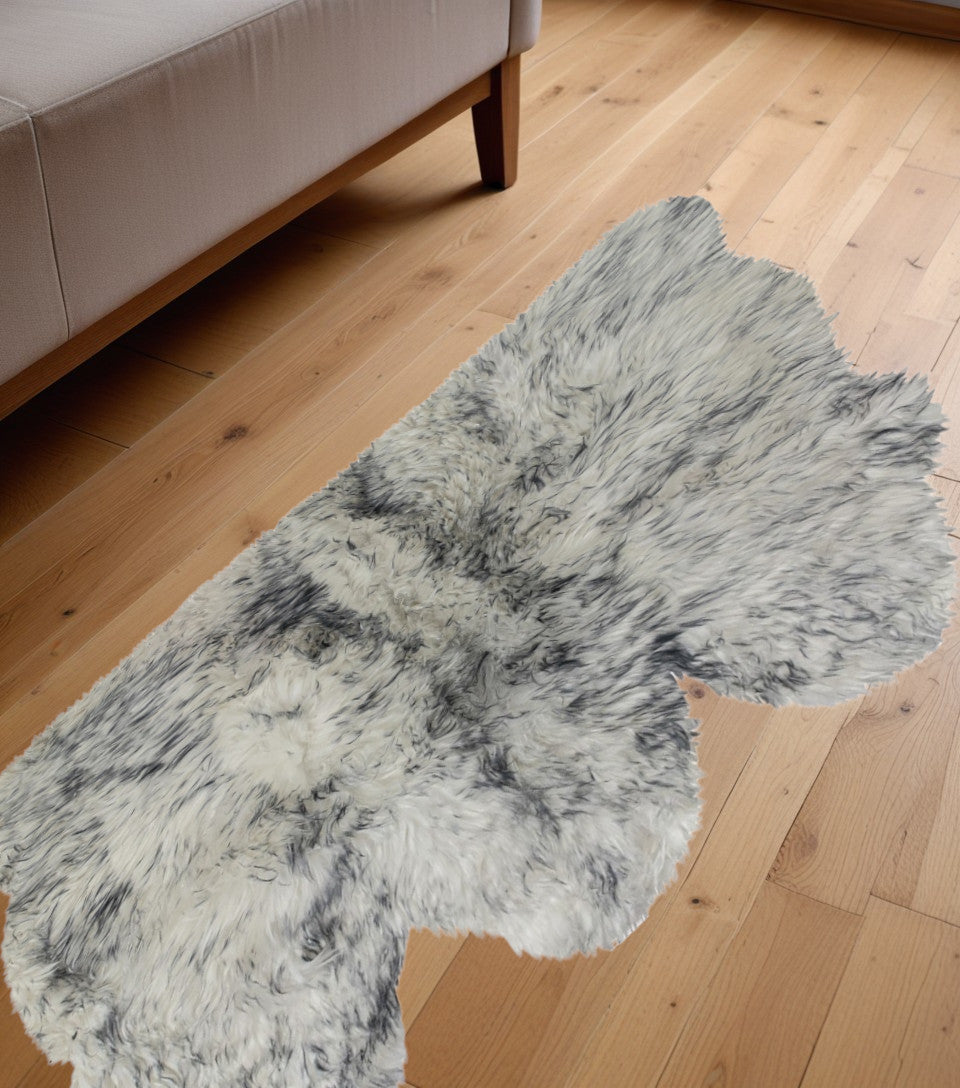 3' X 5' Gray Ombre Natural Sheepskin Area Rug