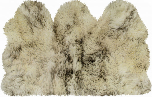 3' X 5' Brown Ombre Natural Sheepskin Area Rug