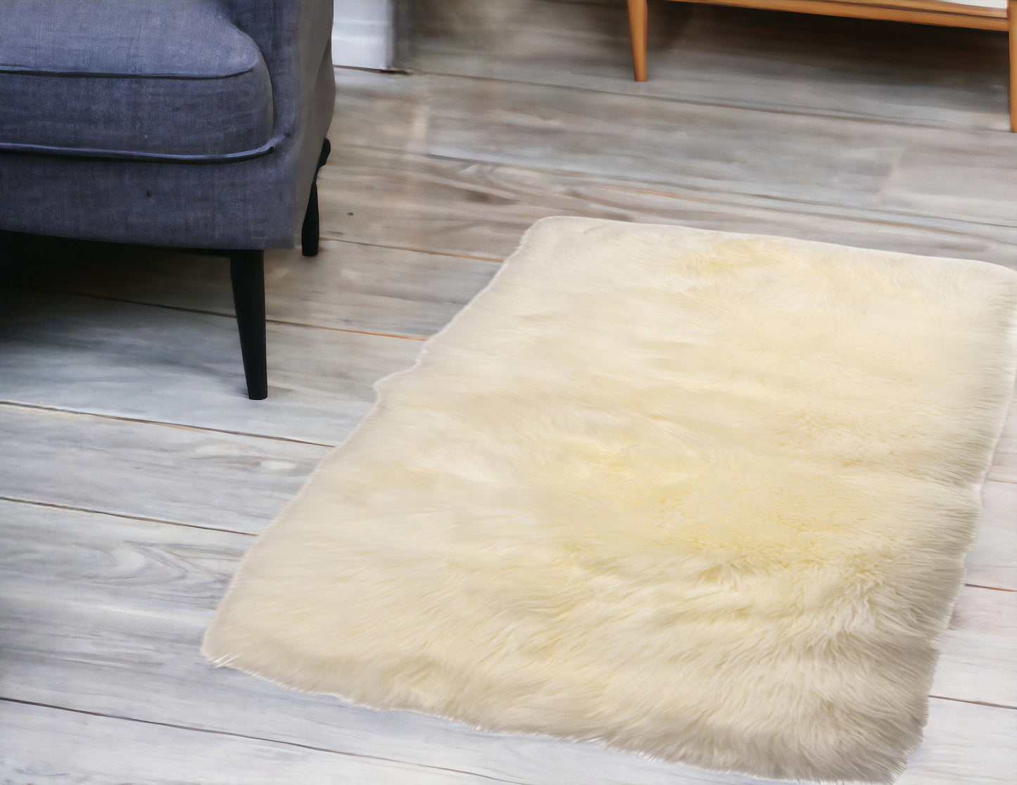 3' X 5' Natural Rectangular Sheepskin Area Rug