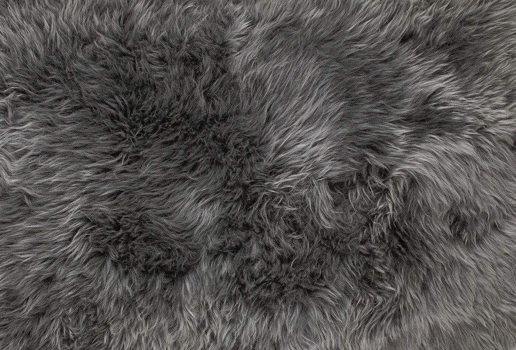 3' X 5' Gray Natural Rectangular Sheepskin Area Rug