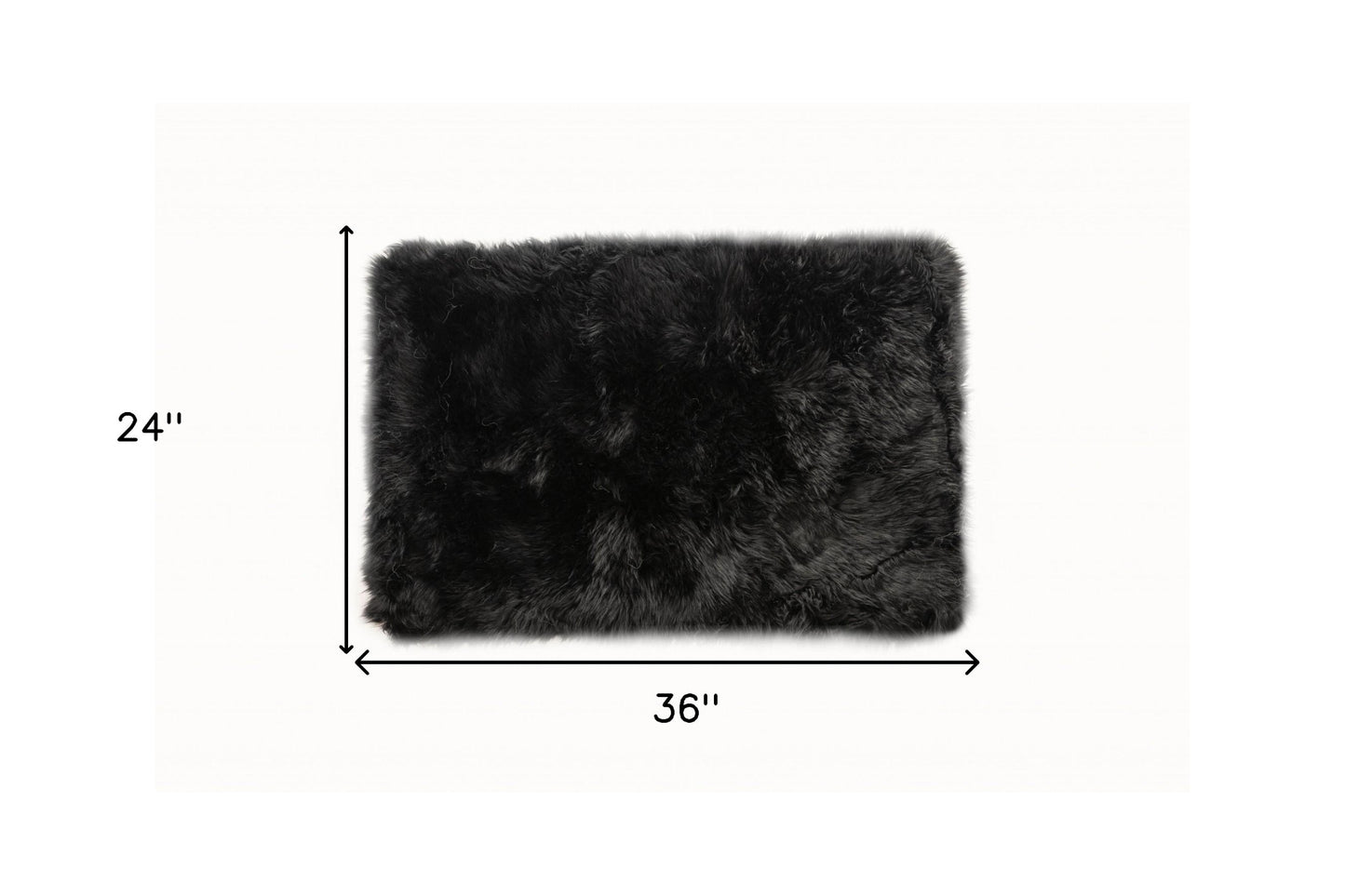 2' X 5' Black Natural Rectangular Sheepskin Area Rug