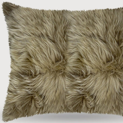 18" Taupe Sheepskin Throw Pillow
