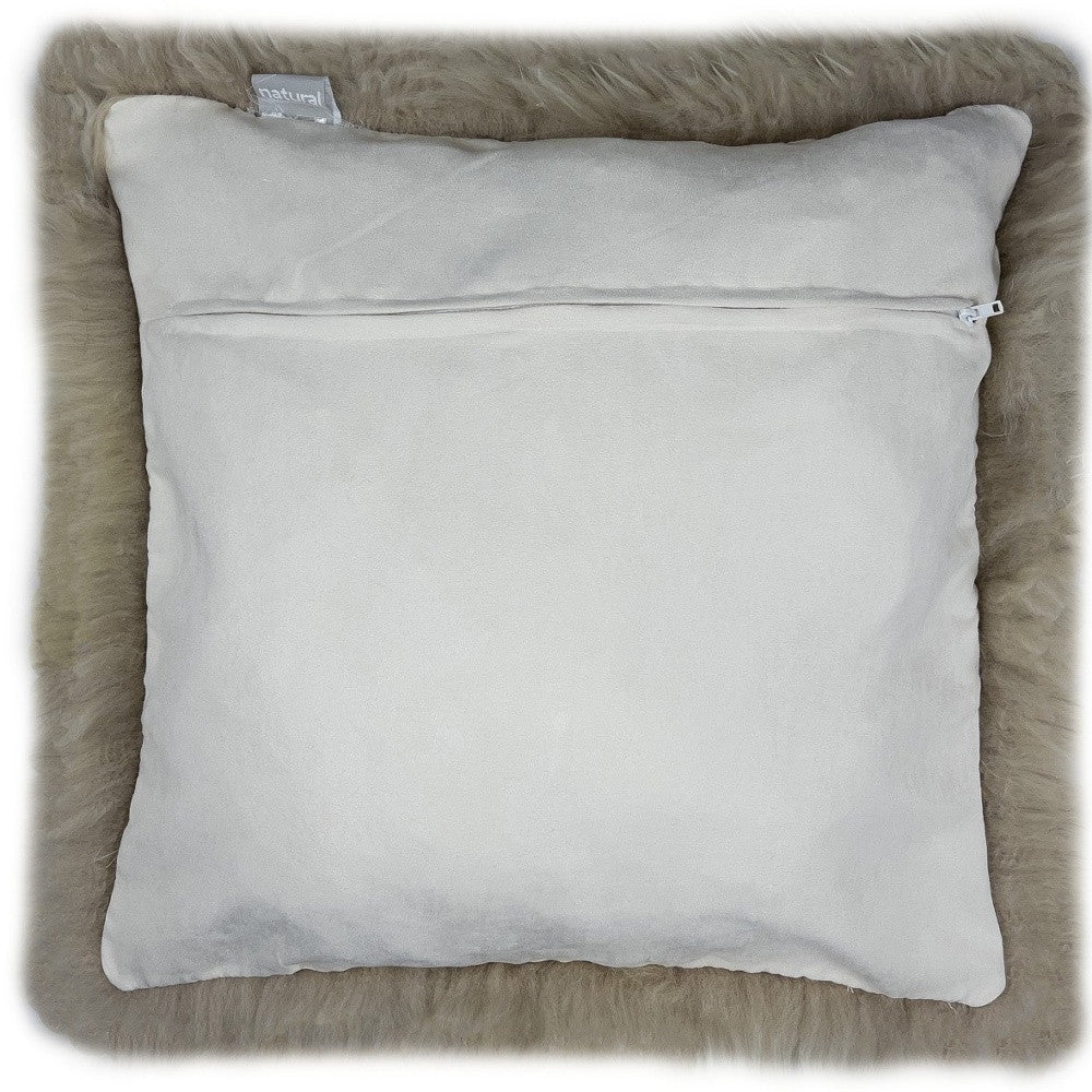Taupe Natural Sheepskin Square Pillow