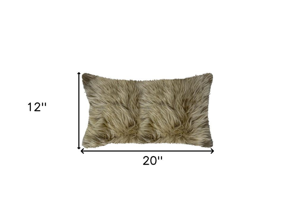 Taupe Natural Sheepskin Lumbar Pillow