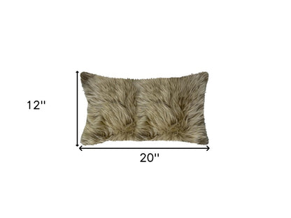 Taupe Natural Sheepskin Lumbar Pillow