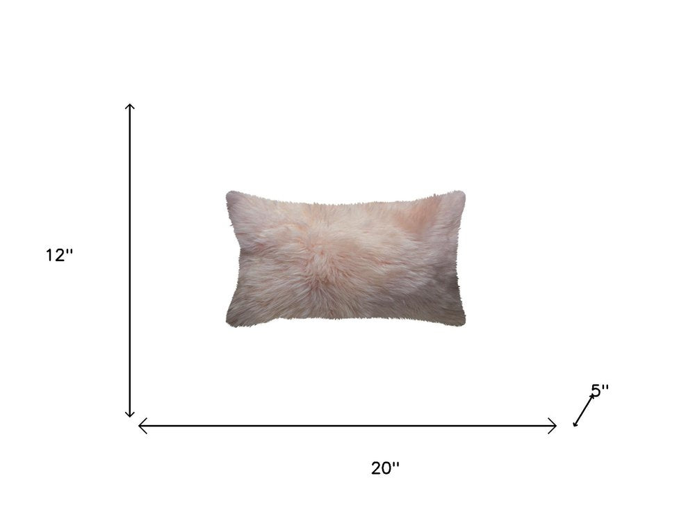 Blush Natural Sheepskin Lumbar Pillow