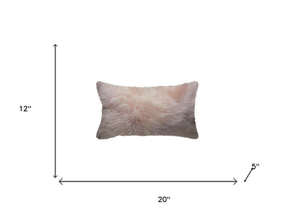 Blush Natural Sheepskin Lumbar Pillow