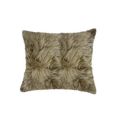 Set of Two 18" Taupe Sheepskin Throw Pillows