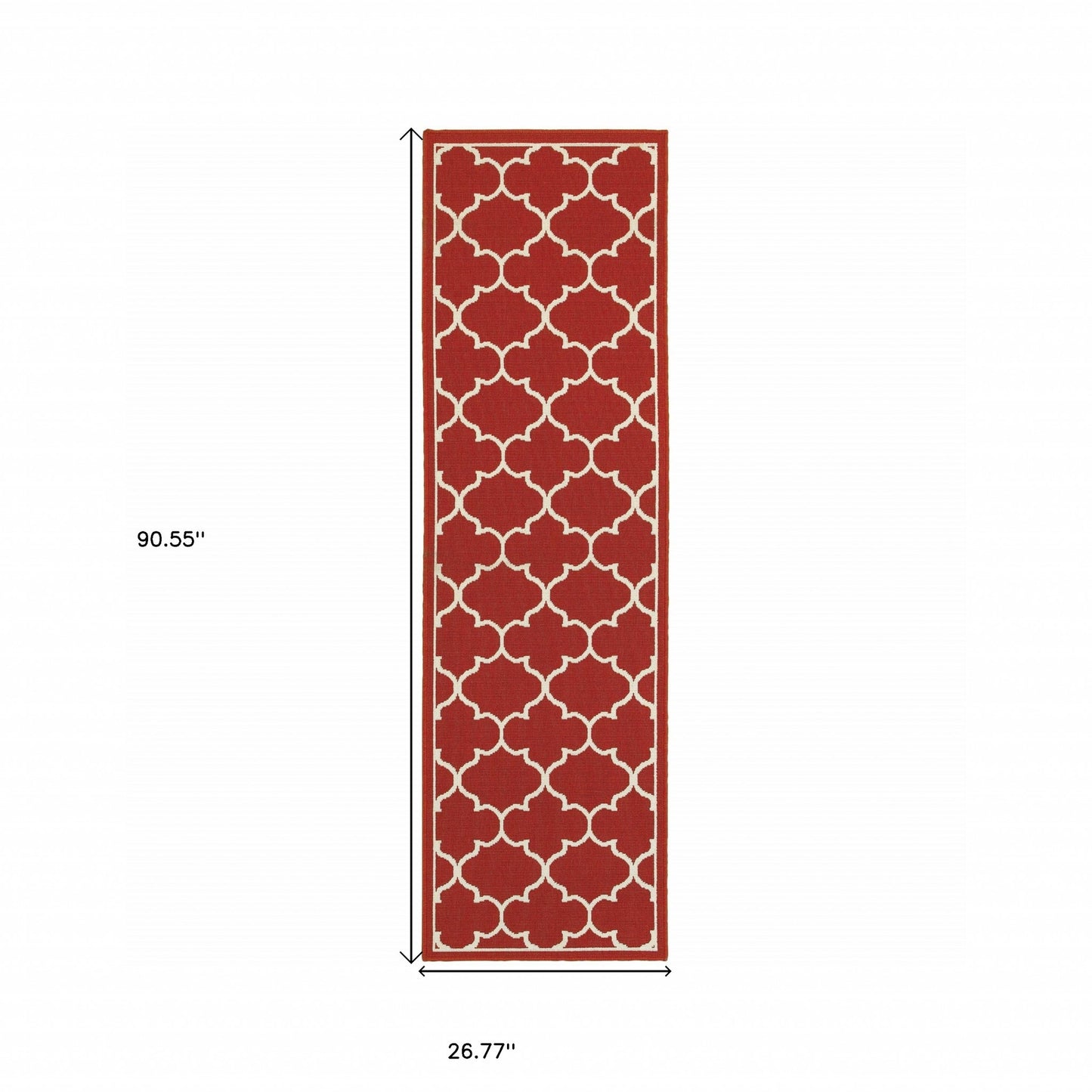 7' X 10' Red and Ivory Indoor Outdoor Area Rug