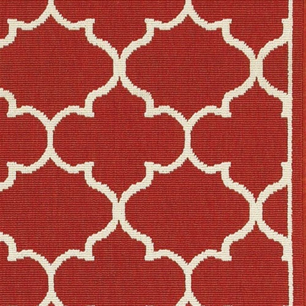 5' x 8' Red and Ivory Indoor Outdoor Area Rug
