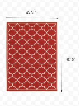 2' X 8' Red and Ivory Indoor Outdoor Area Rug