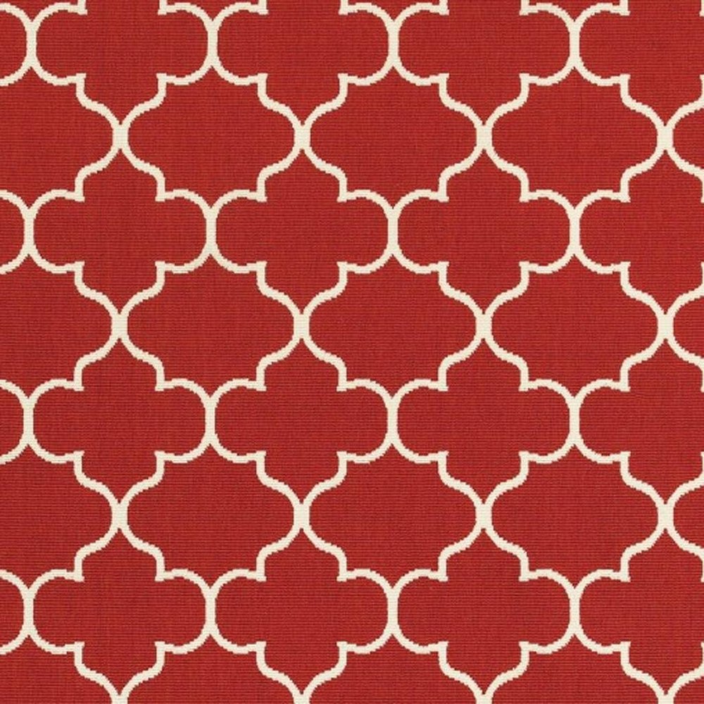 5' X 8' Red And Ivory Indoor Outdoor Area Rug