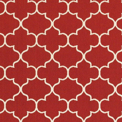 8' X 11' Red And Ivory Indoor Outdoor Area Rug