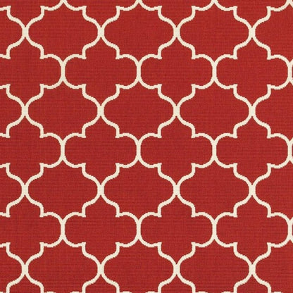5' X 8' Red And Ivory Indoor Outdoor Area Rug