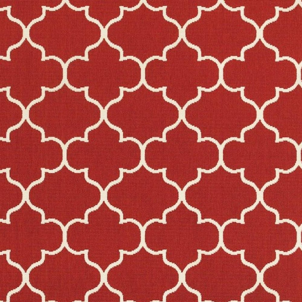 5' X 8' Red And Ivory Indoor Outdoor Area Rug