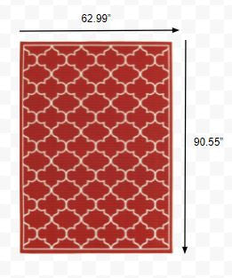 2' X 8' Red and Ivory Indoor Outdoor Area Rug