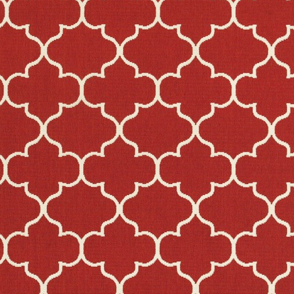 2' X 8' Red and Ivory Indoor Outdoor Area Rug