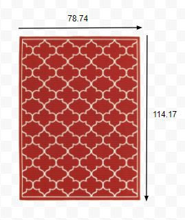 2' X 8' Red and Ivory Indoor Outdoor Area Rug