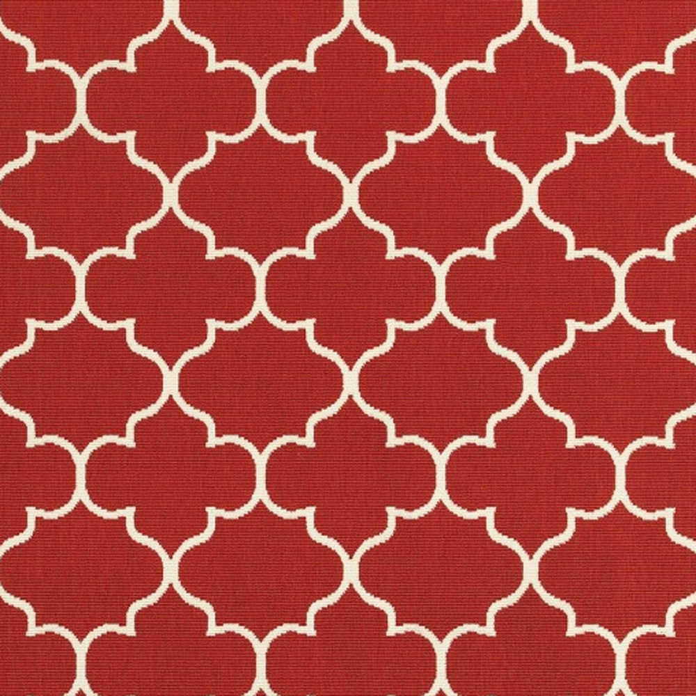 5' x 8' Red and Ivory Indoor Outdoor Area Rug