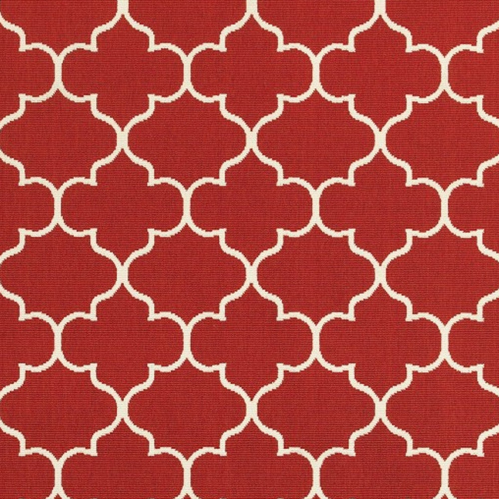 2' X 8' Red and Ivory Indoor Outdoor Area Rug