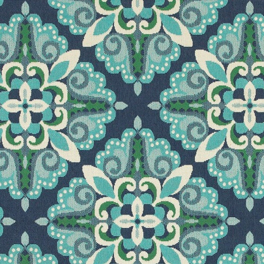 4' X 6' Blue and Green Indoor Outdoor Area Rug