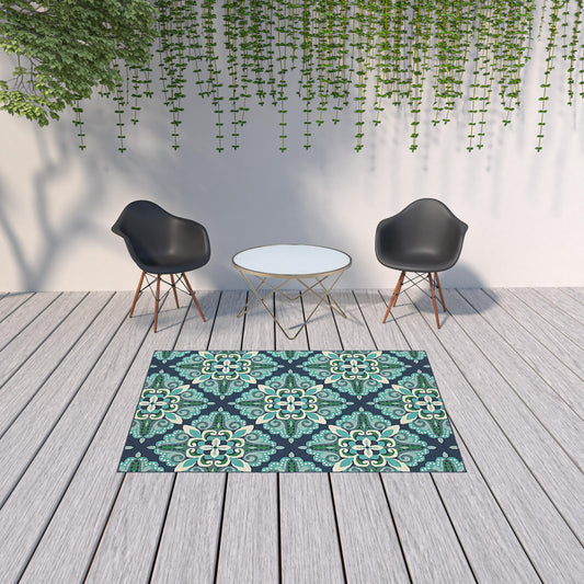 Blue and Green Indoor Outdoor Area Rug