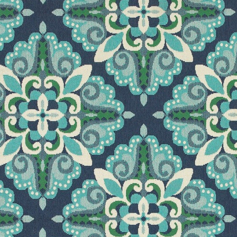 5' X 8' Blue and Green Indoor Outdoor Area Rug