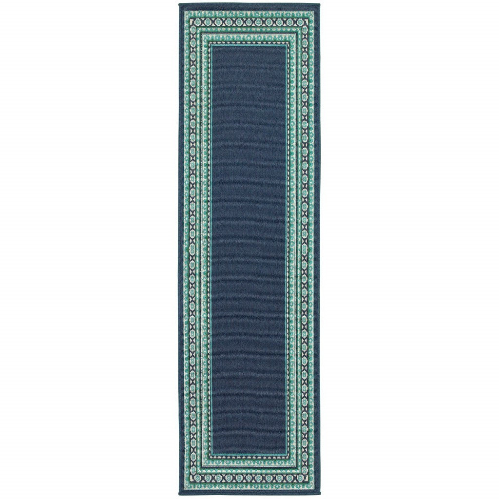 8' X 8' Blue and Green Round Indoor Outdoor Area Rug