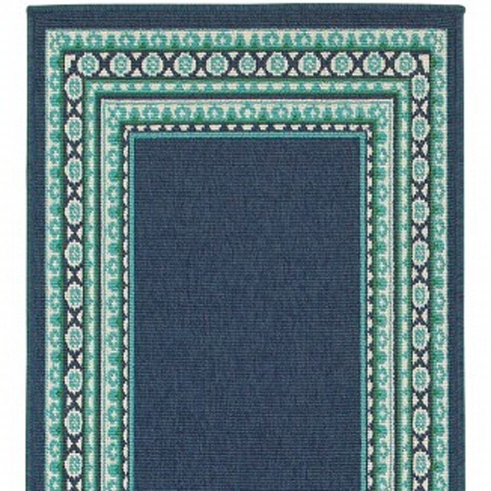 8' X 8' Blue and Green Round Indoor Outdoor Area Rug