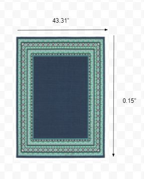 8' X 8' Blue and Green Round Indoor Outdoor Area Rug