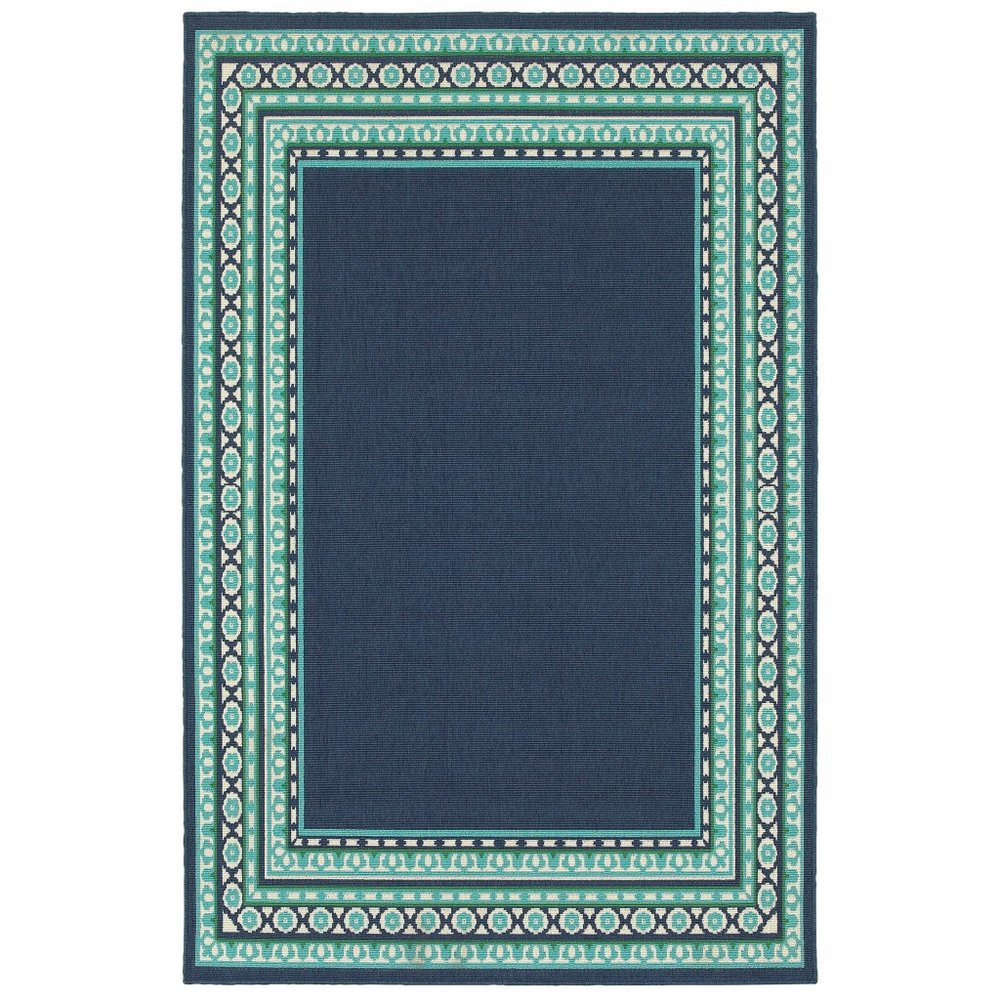2' X 8' Blue and Green Indoor Outdoor Area Rug