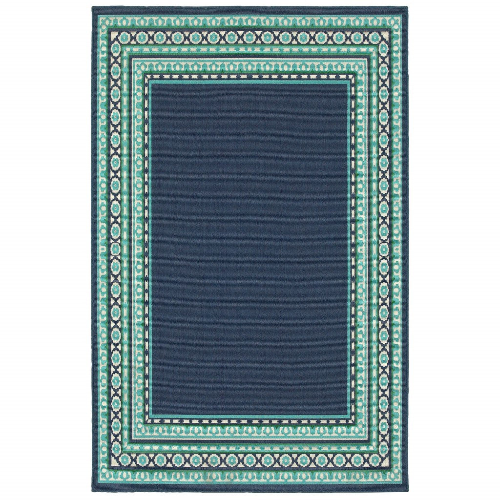 8' X 8' Blue and Green Round Indoor Outdoor Area Rug