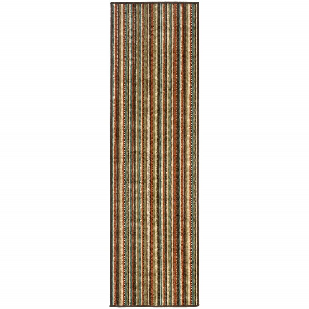 8' Green Indoor Outdoor Runner Rug