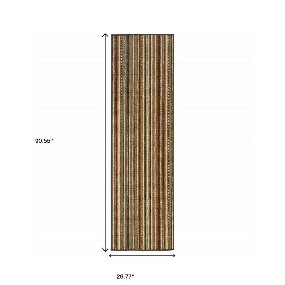 8' Green Indoor Outdoor Runner Rug