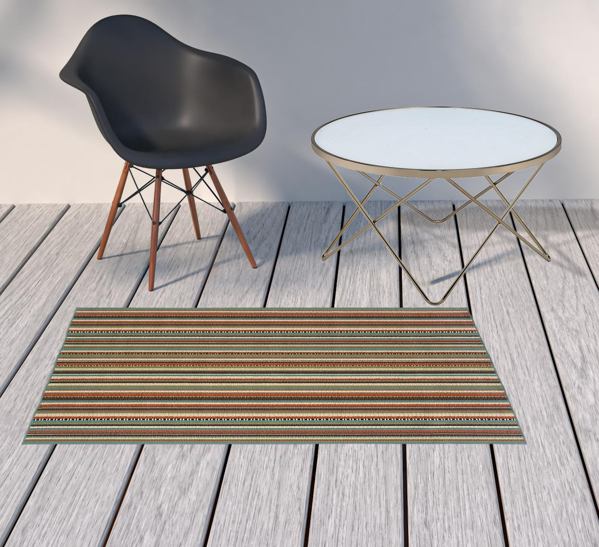 7' X 10' Green Indoor Outdoor Area Rug