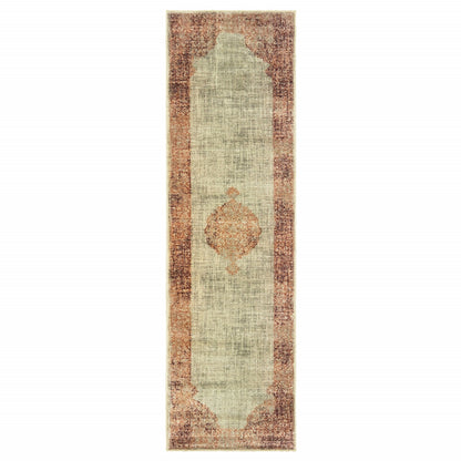 10' X 13' Ivory And Pink Medallion Area Rug