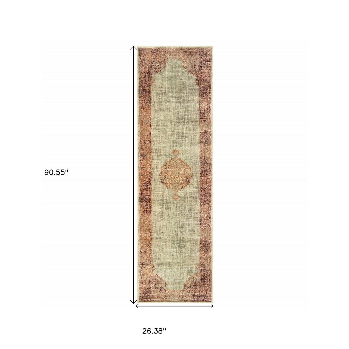 8' X 11' Ivory And Pink Medallion Area Rug