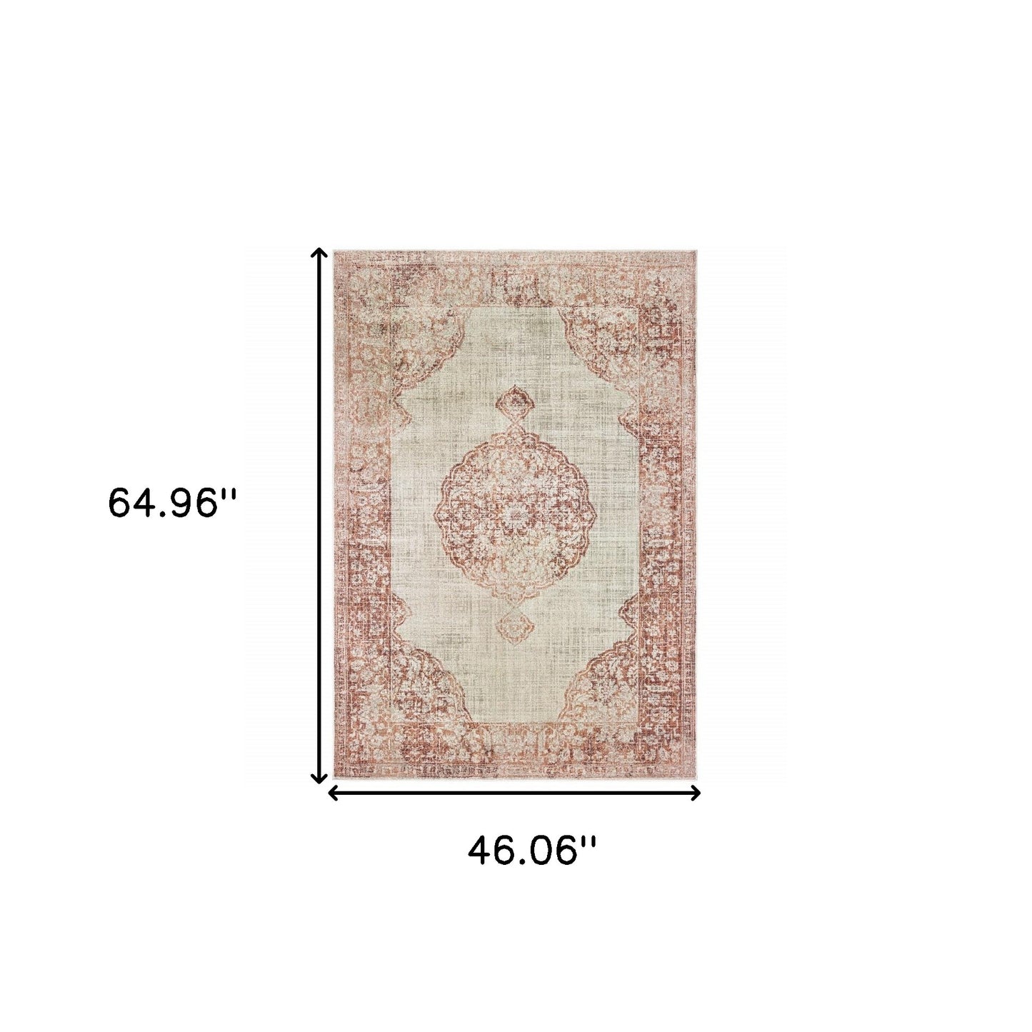 10' X 13' Ivory And Pink Medallion Area Rug