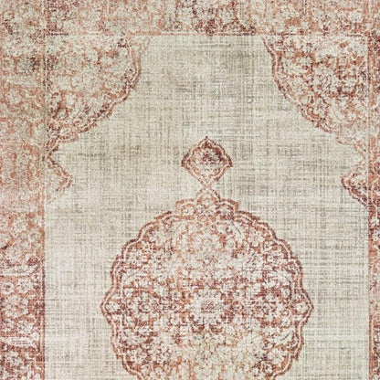 10' X 13' Ivory And Pink Medallion Area Rug